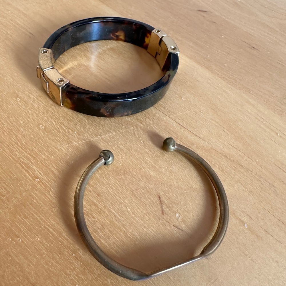 Tortoise Shell and Brass Bangle Set